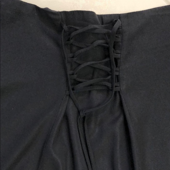 Black Circle Rayon Skirt w/lace up detail on back - Picture 4 of 6